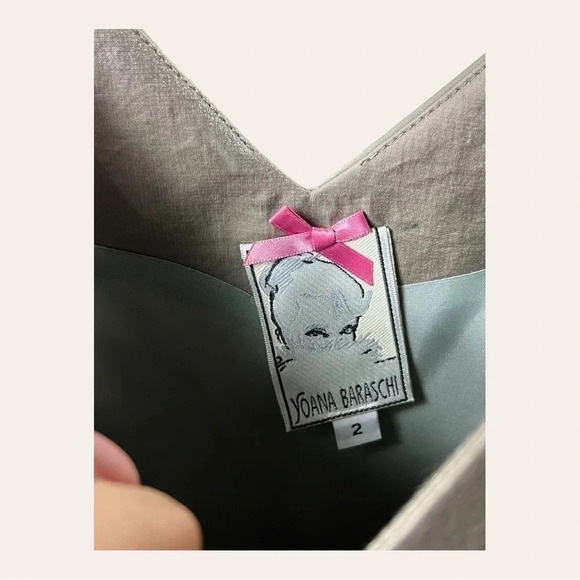 1093. ANTHROPOLOGIE YOANA BARASCHI KNEE LENGTH DRESS SIZE 2 METALLIC TOUPE - Picture 7 of 11